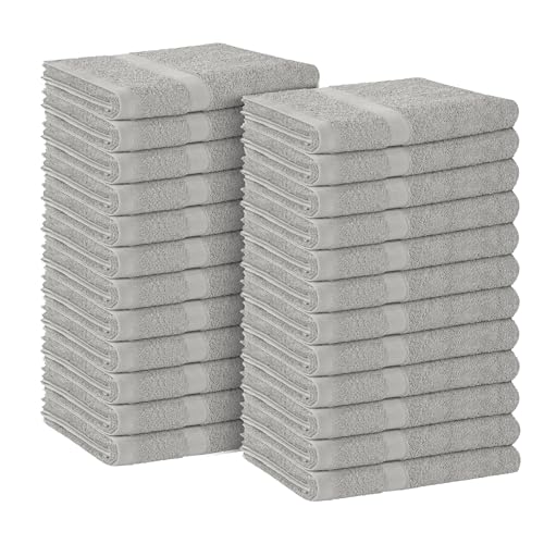 Image of Avalon Towels Salon Towel - Silver Hand Towels Bulk Pack of 24 - 100% Cotton Absorbent Spa, Facial & Gym Towel for Working Out - 16x27 Inches (Not Bleach Proof)