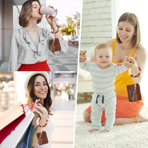 Image of KNGITRYI Wristlet Wallet for Women,RFID Keychain Wallet with Beaded Strap