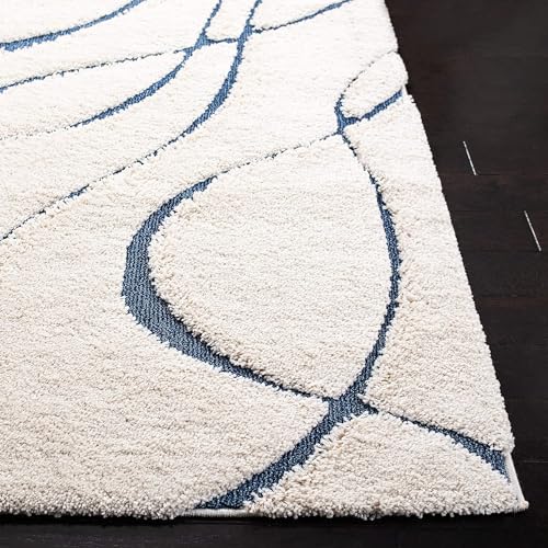 Image of Carpet for Hallway, Kitchen, and Modern InteriorsCarpetCozy Shag Runner for Living Room, Bedroom & Office Decor ETC Size 2x6 feet, Patten-Solid Ivory Blue 0- Cut