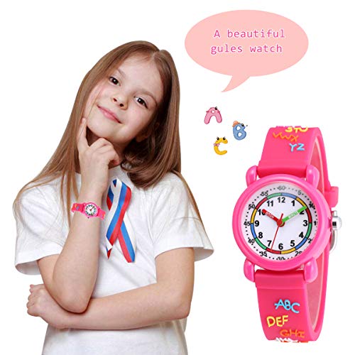 Image of Jewtme Cute Toddler Children Kids Watches Ages 3-8 Analog Time Teacher 3D Silicone Band Cartoon Watch for Little Girls Boys