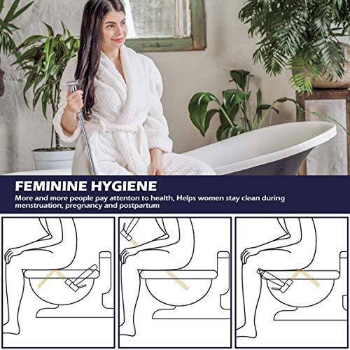 Handheld Bidet Sprayer for Toilet, Premium Stainless Steel Bathroom Toilet Sprayer Kit, Baby Cloth Diaper Sprayer with Complete Accessories, Wall or Toilet Mounted