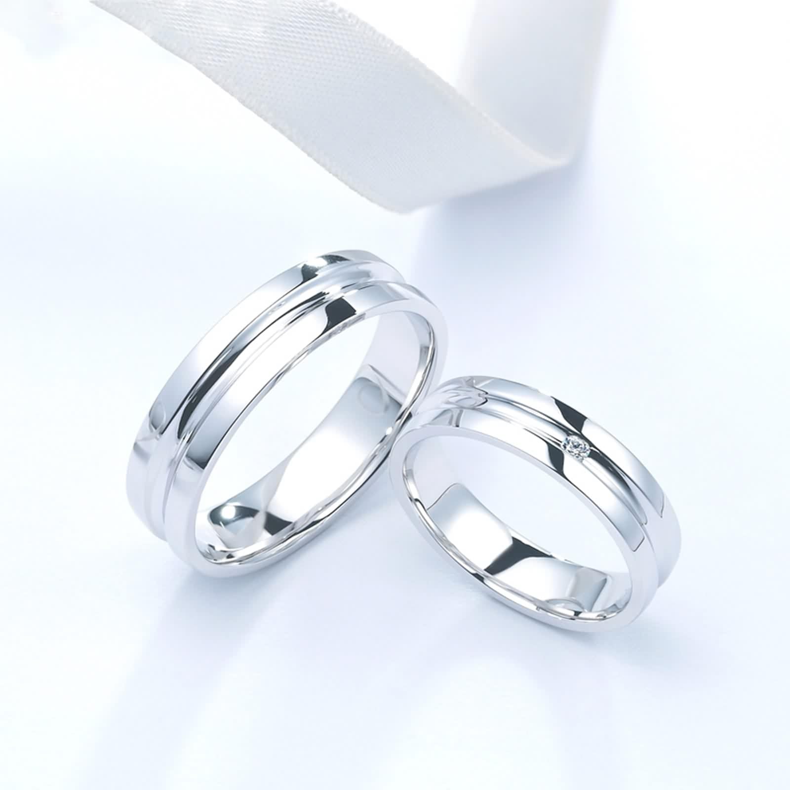 Anillos de boda de plata, anillo de compromiso para hombres pulido joyas auténticas Pt950, tamaño 66 (21.0)
