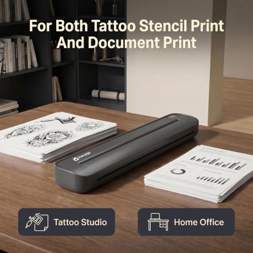 Image of Wireless Thermal Printer Supports A4 Transfer Paper & 8.5 x 11 Inch Thermal Paper, Includes 10 Sheets Thermal Papers & 3 Sheets Transfer Papers, Supports Phone & PC,(Black