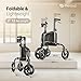 Helavo 3 Wheel Walker for Seniors with Double Front Wheels, Lightweight Foldable Narrow Walker for Small Spaces, Compact Aluminum Mobility Aid with Height Adjustable Handles