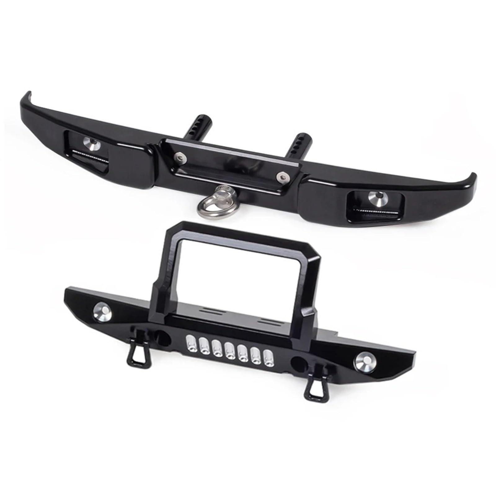IWBR Przedni tylny zderzak z podstawą wciągarki z hakiem holowniczym 1/6 gąsienica RC oś samochodu SCX6 pasuje do części Jeep JLU Wrangler 4WD (Size : Set Black)