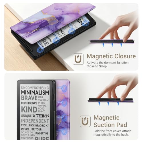 Image of CoBak Magnetic Case for XTEINK X4, Ultra-Lightweight Protective Cover for Xteink X4 E-Reader, Secure Magnetic Attachment(Amethyst Veins)