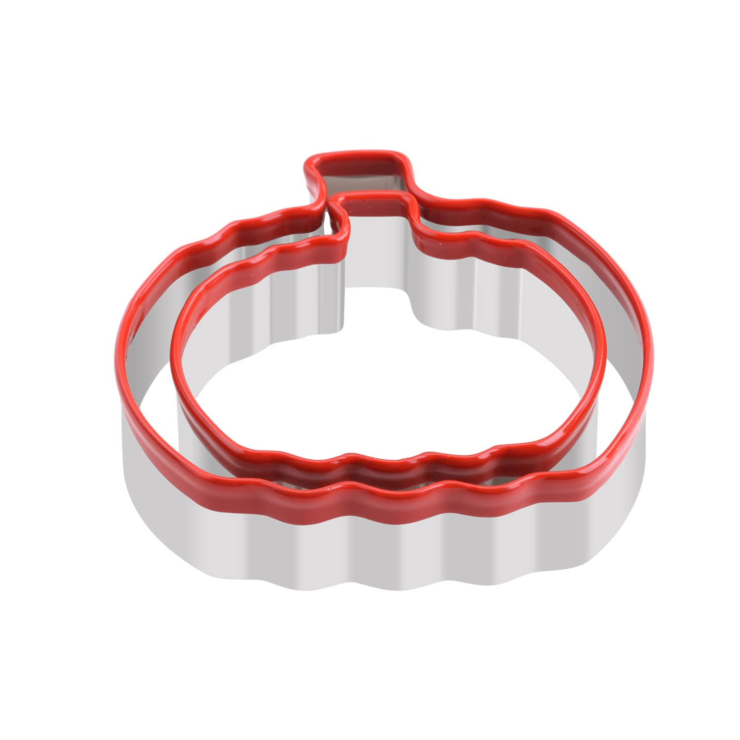 2 Piece Pumpkin Cookie Cutters Set, 4”and 3” Stainless Steel Halloween Pumpkin Cookie Cutters, FASAKA Halloween Biscuit Cutter Set with Soft PVC for Protection