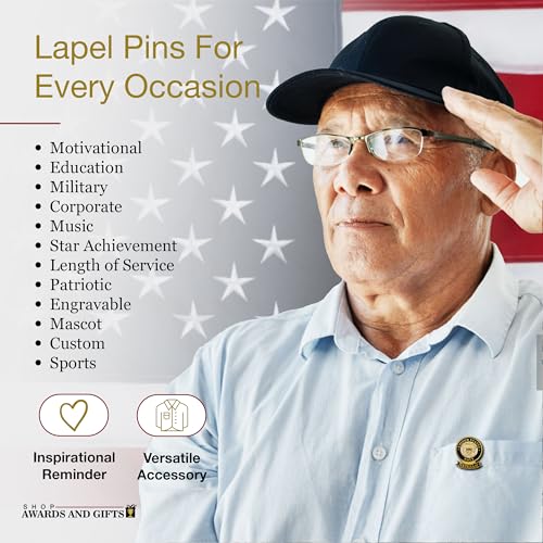 Image of SHOP AWARDS AND GIFTS United States US Veteran Lapel Pin, Retirement and Service, 1-1 /8 inch