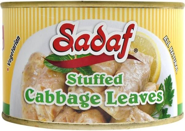 Sadaf Stuffed Cabbage Leaves - Dolmeh - Cabbage Leaves for Cooking - Vegetarian Snack - Middle Eastern Cuisine - Kosher - 14 Oz Can