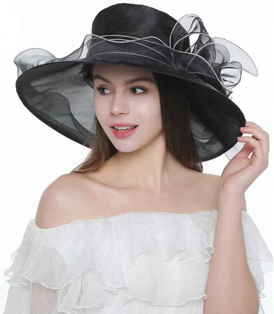 Amazon | [LYING] 日よけ帽子 レディース エレガント つば広 ハット