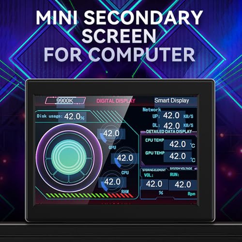 Image of Dioche 3.5 Inch IPS Monitor Display USB Powered Computer Temp Monitor High Compatibility Sub-Screen for PC Case CPU GPU Temperature Monitoring 320x480 Resolution DIY Theme Editing