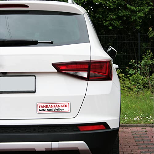 Fahranfänger Auto Magnet-Schild I 23 x 7 cm I Achtung Fahranfänger bitte cool bleiben ... I wetterfest und magnetisch I kfz691