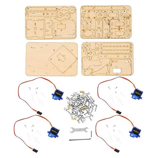 Kit de brazo robot, brazo mecánico robótico de madera 4 DOF sg90 Servo para Arduino Raspberry Pi SNAM1500