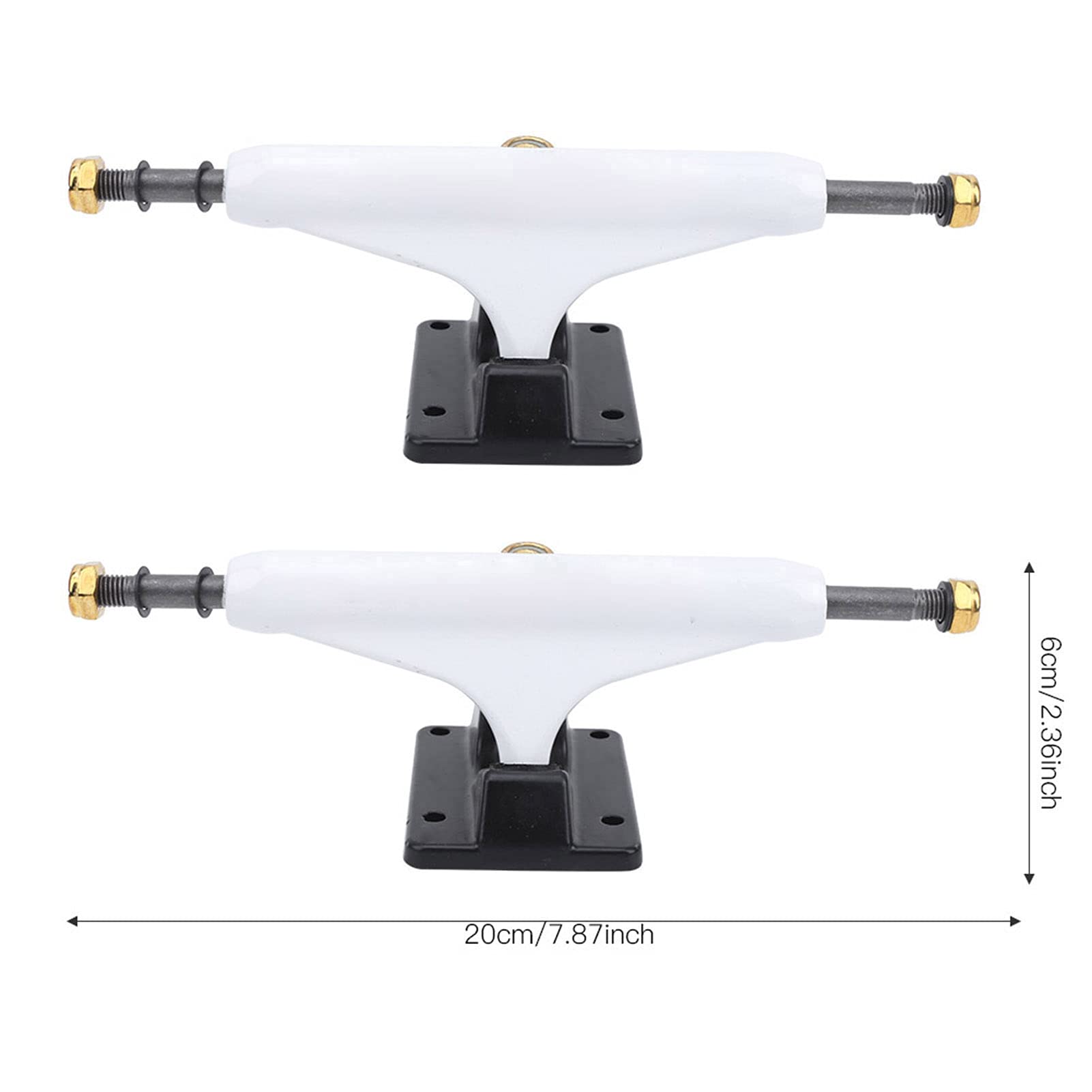 Skateboard Trucks, Skateboard Bracket 20cm Length 2PCS Aluminum Mg Alloy Professional Small Size and Lightweight Longboard Stand for Outdoor Sports Skateboarding (White)