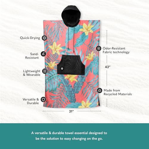 Image of Nomadix Changing Poncho - Quick Dry & Absorbent Hooded Surf & Swim Poncho - Sewn Sides for Private Changing - Front Pocket Storage - Made from Post-Consumer Recycled Materials