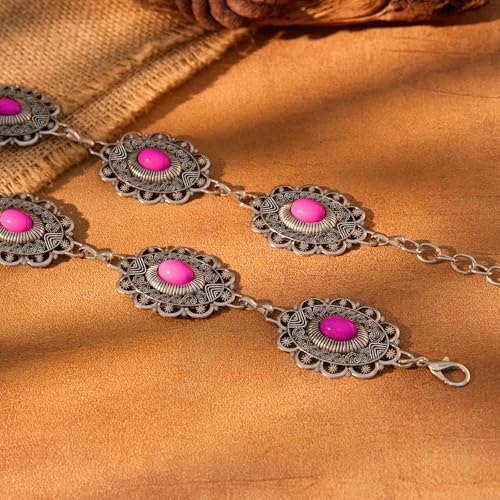 XZQTIVE Women Boho Chain Belts For Dresses Jeans Western Cowgirl Waist Links Belt Adjustable Metal Concho Belt