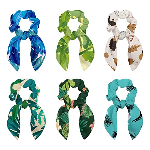 Chouchous cheveux épais anti-casse avec nœud motif exotique lot de 6