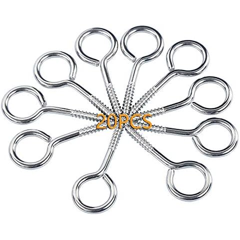 M3x40mm Ring Screw Sheep Eye Round Self Tapping Screw 304 Stainless Steel Ring Eye Screw Eye Hook Heavy Duty Eyelets Screws with Fastener Door Latch Buckle 20PCS Cover