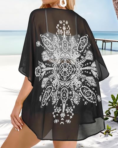 Image of Swimsuit Coverups for Women Sarong Beach Bikini Wrap Sheer Short Skirt Chiffon Scarf for Swimwear