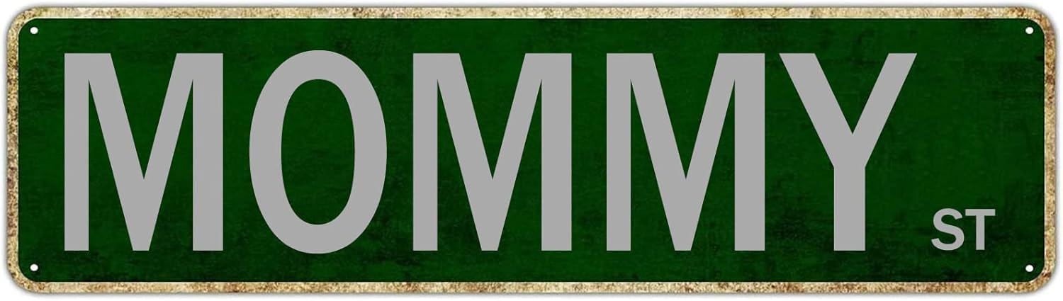 peiyeety Vintage Metal Tin Sign Decorative Wall Art Mommy St Themed Street Sign, Rustic Style, Durable Waterproof Rustproof, For Home, Family Decor, Home, Easy To Mount, 4x16 Inch