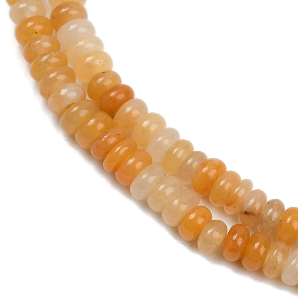 PONABEADIY 1 Box 2 Strands 336PCS 4MM Natural Yellow Topaz Jade Stone Beads Strands with Hole Rondelle Abacus Gemstone Disk Energy Spacer Bead Bulk for Jewellery Making Diy Bracelets Craft Supply - Image 4