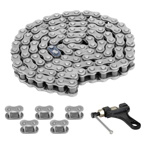 Belleone 428H Motorcycle Chain 114 Links with Chain Breaker Heavy Duty Drive Chain for 50cc 70cc 90cc 110cc 125cc ATV Dirt Bike Mini Bike Scooter Pit Bike Go Kart Chain with 5 Free Master Links