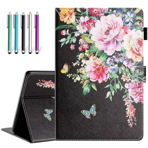 Fancity Case Fits Amazon Kindle Fire HD 8 & HD 8 Plus Tablet (12th Generation/10th Generation, 2022/2020 Release) 8", PU Leather Standing Cover with Smart Sleep/Wake & Card Slot, Black Rose by Fancity - Used condition - US$16.42
