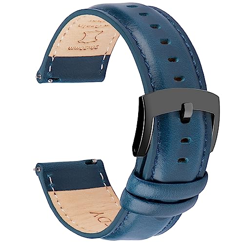 Image of OTTOODY Leather Watch Bands Quick Release, Elegant Top Grain Leather Watch Straps for Men & Women, Choice of Color & Width - 18mm, 19mm, 20mm, 21mm or 22mm Wristbands Bracelet for Watch & Smartwatch