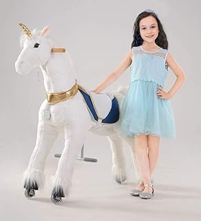UFREE Unicorn Ride on Toy for Girls as Great Birthday Gift Large Mechanical Pony Horse with 44 inch Height for Everyone Above 6 Years Old Great Birthday Gifts