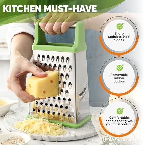 Image of Spring Chef Stainless Steel XL Cheese Grater for Kitchen, Green