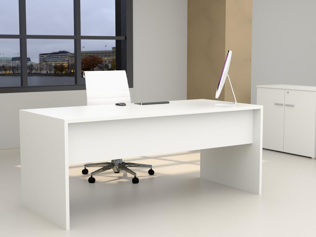 DUÓFIC Escritorio Mesa de Oficina, Formacion y Hogar. Color Blanco con Tablero Blanco. Fabricado en España. Envio a Toda la Península. (180 x 80 cm)