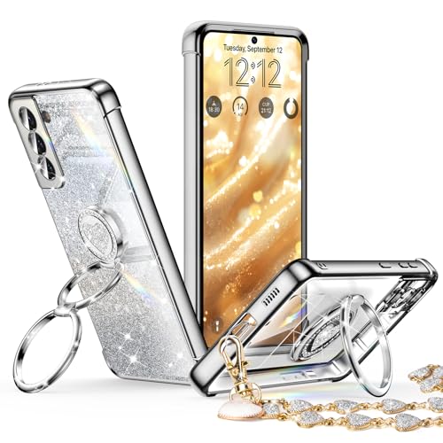 Coque Galaxy S21 Plus antichoc à double anneau support et cœur