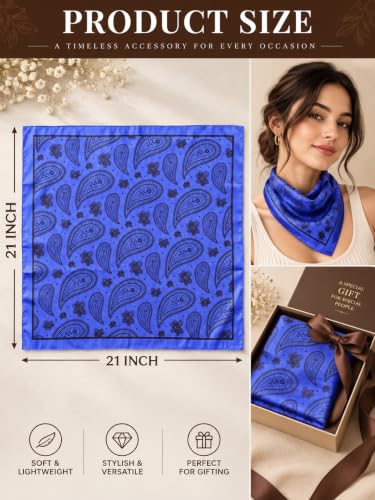 Image of Ravaiyaa - Attitude is everything Women Printed Silk Bandana 21 x 21 Inch Square Headband & Hair Wrap, Soft & Versatile | Fashion Neck Wrap