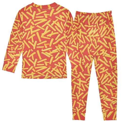 ALAZA French Fries Red Yellow 2 Piece Pajama Set Long Sleeve Top and Pants Sleepwear Unisex2
