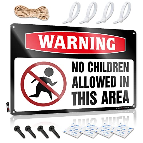 標識 for Man Cave Warning No Children Allowed in This Area ブリキ看板 湖の家の装飾 男の子の部屋の装飾 ティーンエイジャー(サイズ:20X30CM)