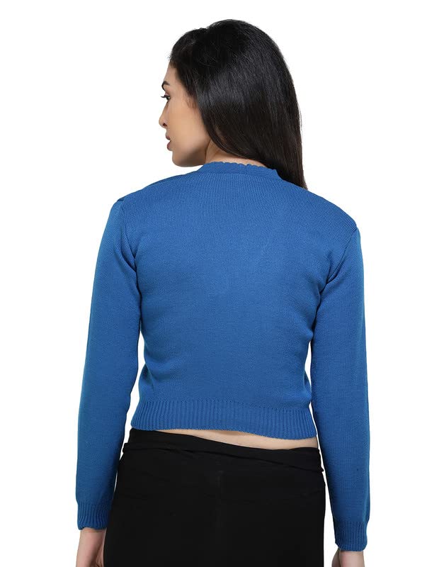 Image of Women Winter Wear V-Neck Full Sleeves Regular Fit Woollen Blouse