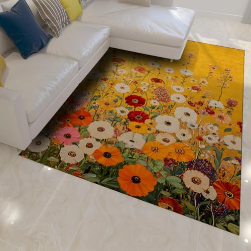 Tapis fleurs vintage 60x120cm lavable et antidérapant