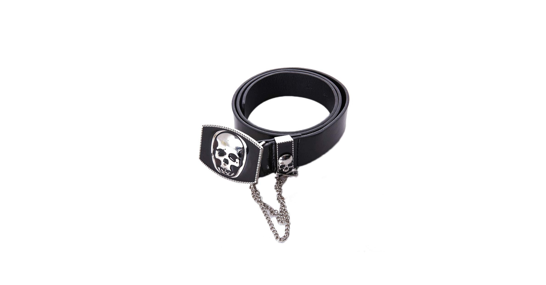 Unisex Punk Belt PU Leather Cool Skull Buckle Skinny Leather