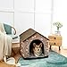 Jiupety Hundehütte Innen, 2XL Größe Indoor Hundehütte für große Hunde, Warme Höhle Schlafnest Bett für Katzen und Hunde, Braun