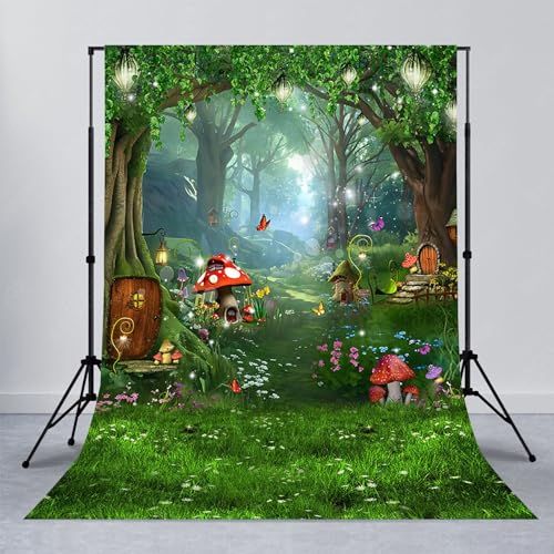 Avezano Enchanted Forest Backdrop Fairytale Mushroom Magic Forest Backdrop Spring Backdrop for Photography Newborn Baby Shower Portrait Photoshoot Props (5x7ft, 59x83icnh)