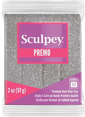 Sculpey Premo - Arcilla de polímero para horno, purpurina dorada blanca, no tóxica, barra de 2 onzas, ideal para hacer joyas, vacaciones, bricolaje,