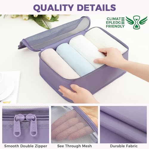 Image of BAGAIL 9 Set Packing Cubes with Packing List Luggage Packing Organizers for Travel Accessories (Dusty Purple)