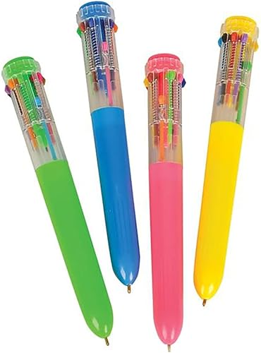 Shuttle Pen, 10 bolígrafos multicolor, 4 colores neón en bolígrafo para suministros escolares de oficina, estudiantes, niños, 6.25 pulgadas (paquete