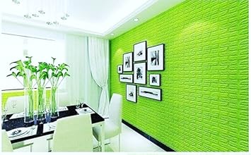BeautifulWalls 3D Brick Wallpaper for Walls I Wall Stickers Self Adhesive Panel I Peel & Stick Wallpaper for Wall Home Decor (Green, 20 Pieces of 70 x 77 cm Each).
