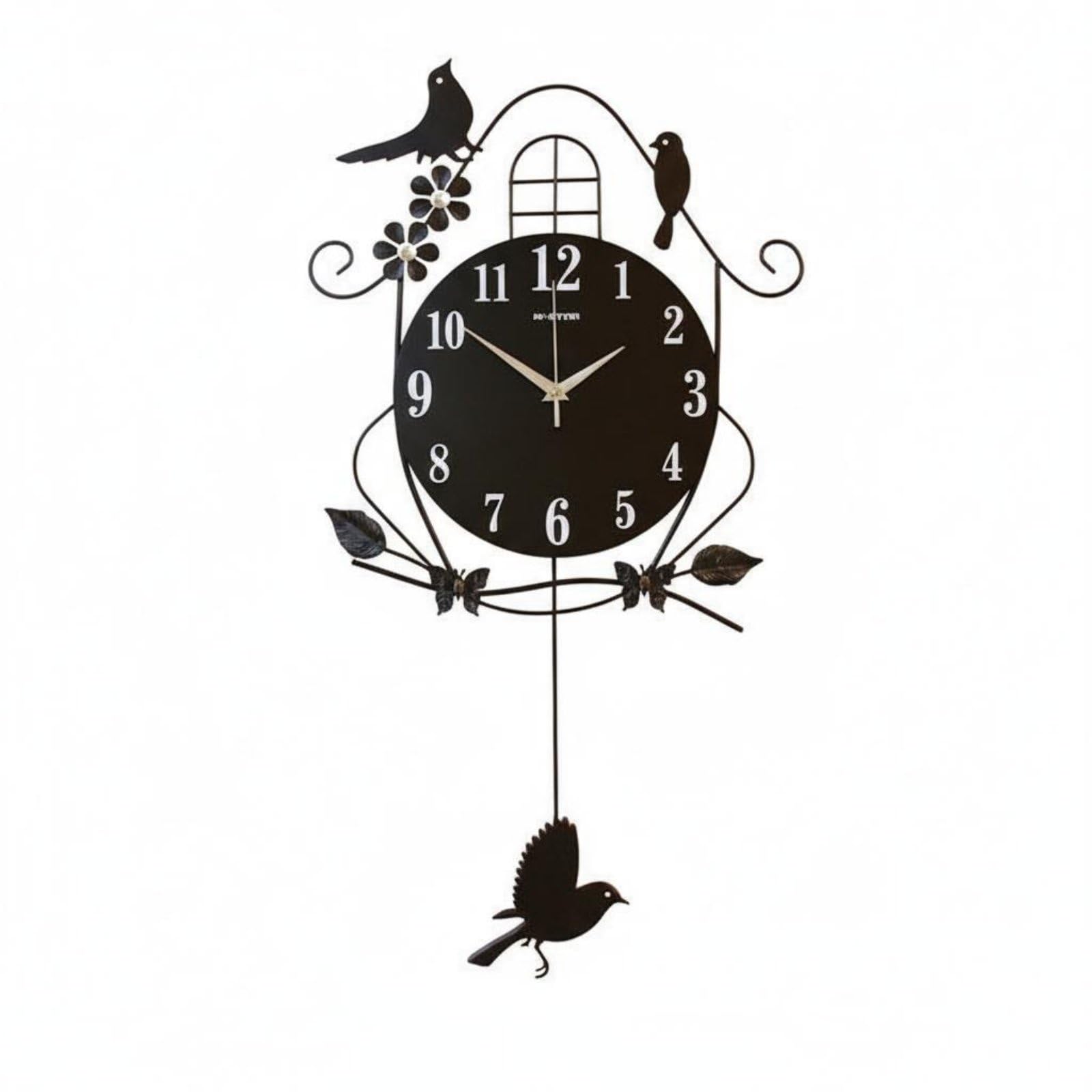 Horloge murale oiseau noire silencieuse pendule géante pour habiller une chambre