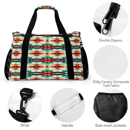 Aztec Ethnic Pattern Personal Item Bag Travel Duffel Bag Sports Tote Gym Bag Luggage Duffle for Women Men3