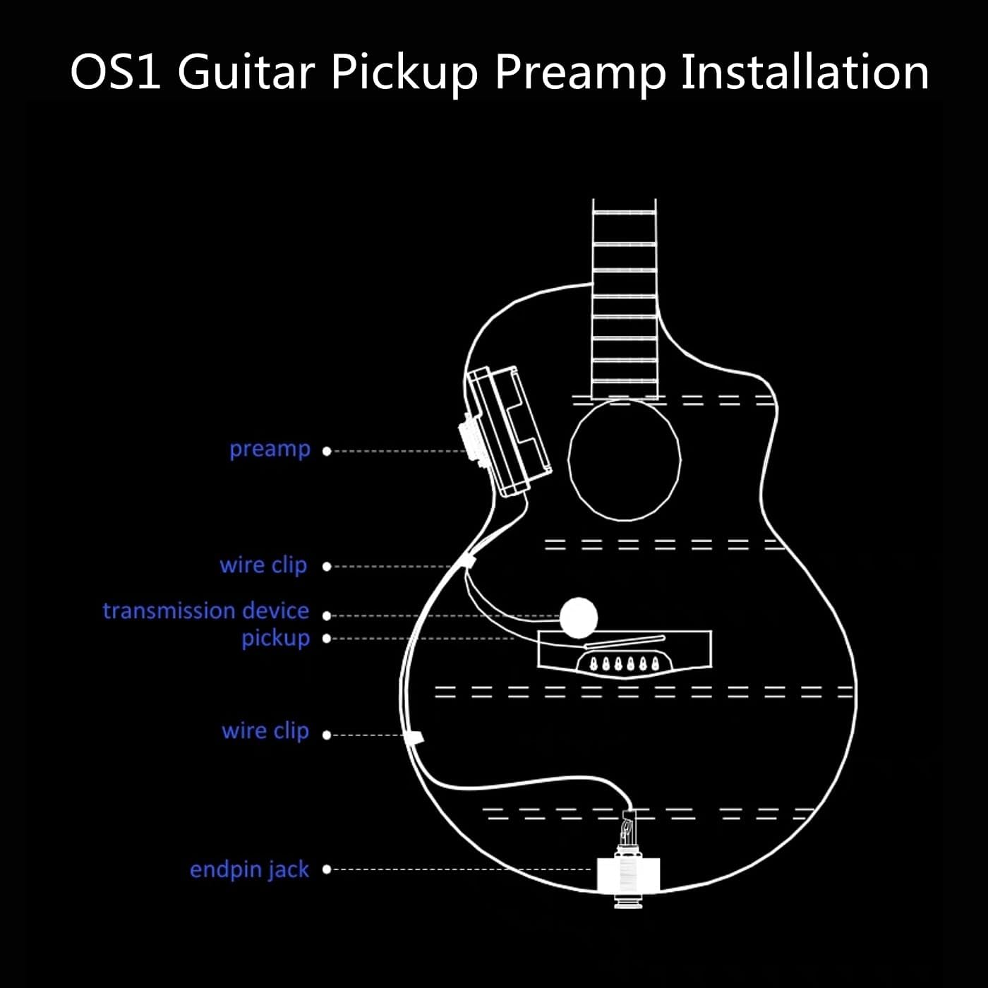 Acoustic Guitar Pickup New Concept Mini On-Board Bluetooth Guitar Preamp Recverb Chours Delay Effect Adjustable Piezo Pickup and Microphone Pickup Dula-Pickup System