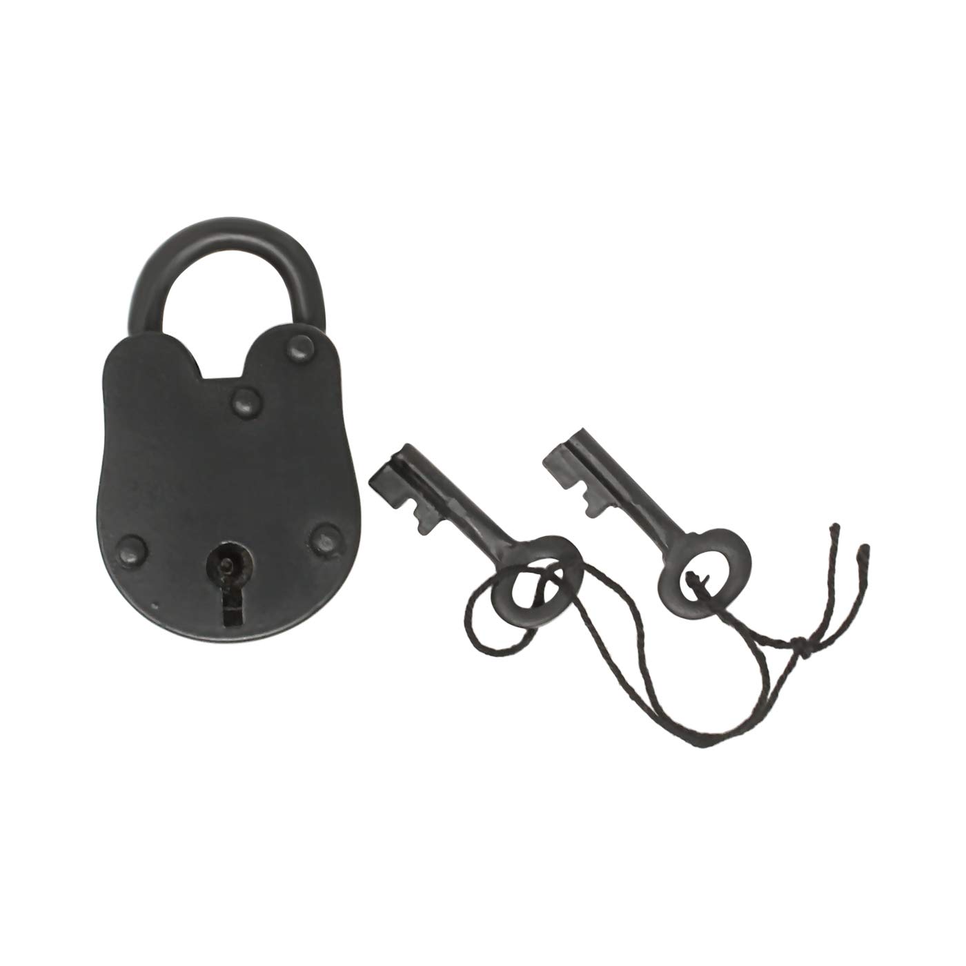 Nautical Cove Antique Solid Iron Lock with Skeleton Keys - Pirate Treasure Lock (2.75")