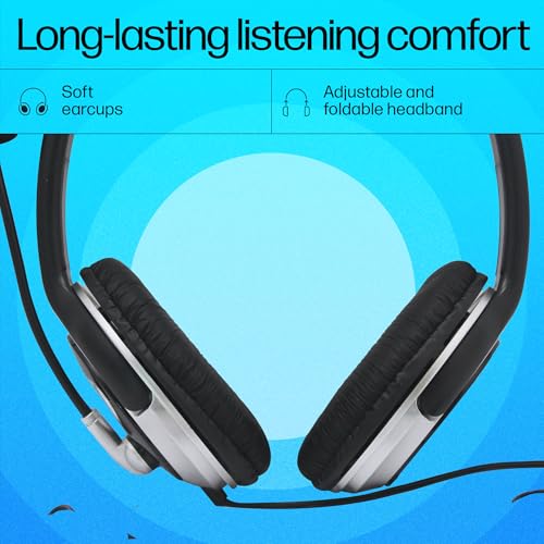 Hp Wired On Ear Headphones With Mic With 3.5 Mm Drivers, In-Built Noise Cancelling, Foldable And Adjustable For Laptop/Pc/Office/Home/ 1 Year... - Image 5