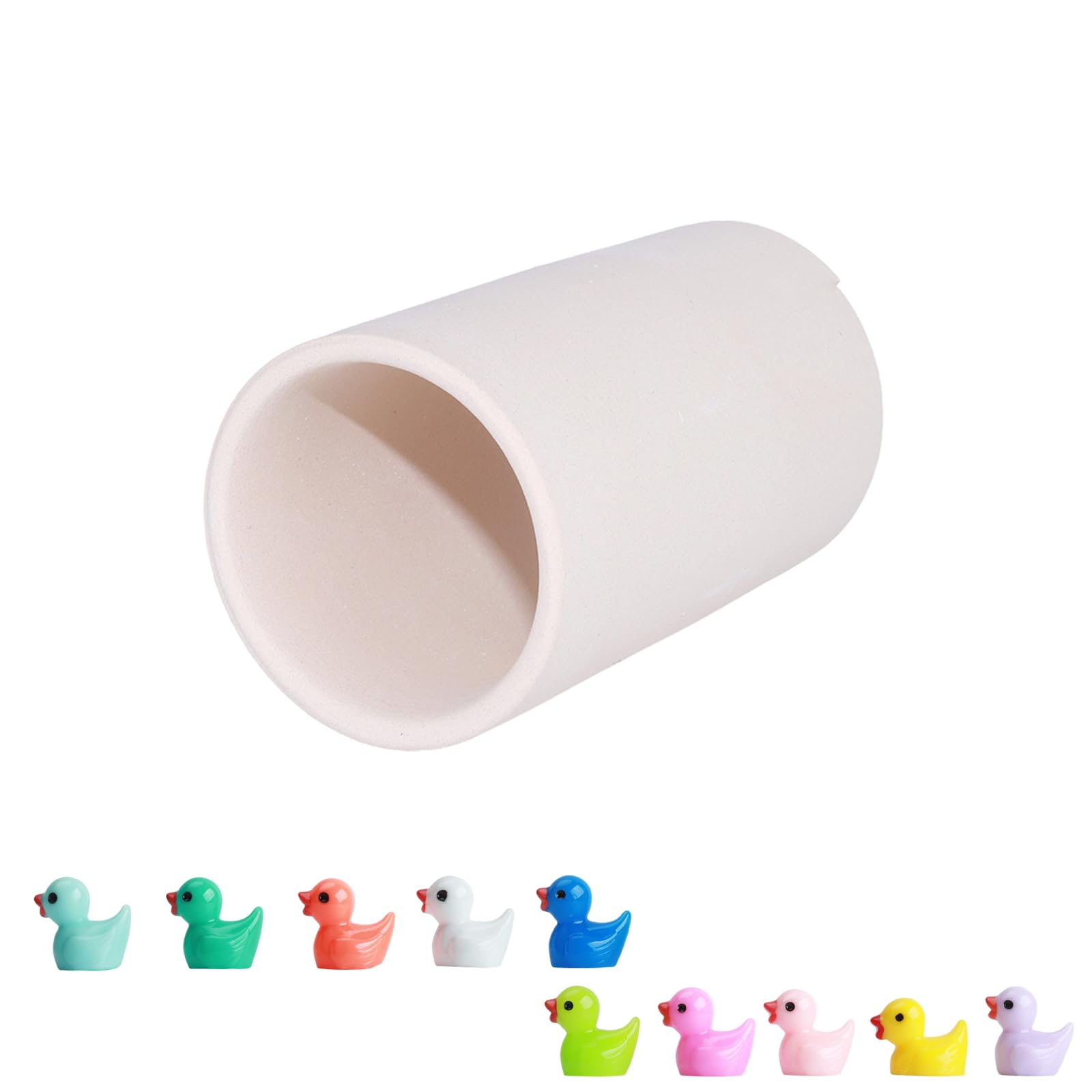MC MEICHUANG Ceramic Shrimp Breeding Cave, 1-Tube Aquarium Hiding Shelter for Betta & Cherry Shrimp, Free 10 Duck Accessories
